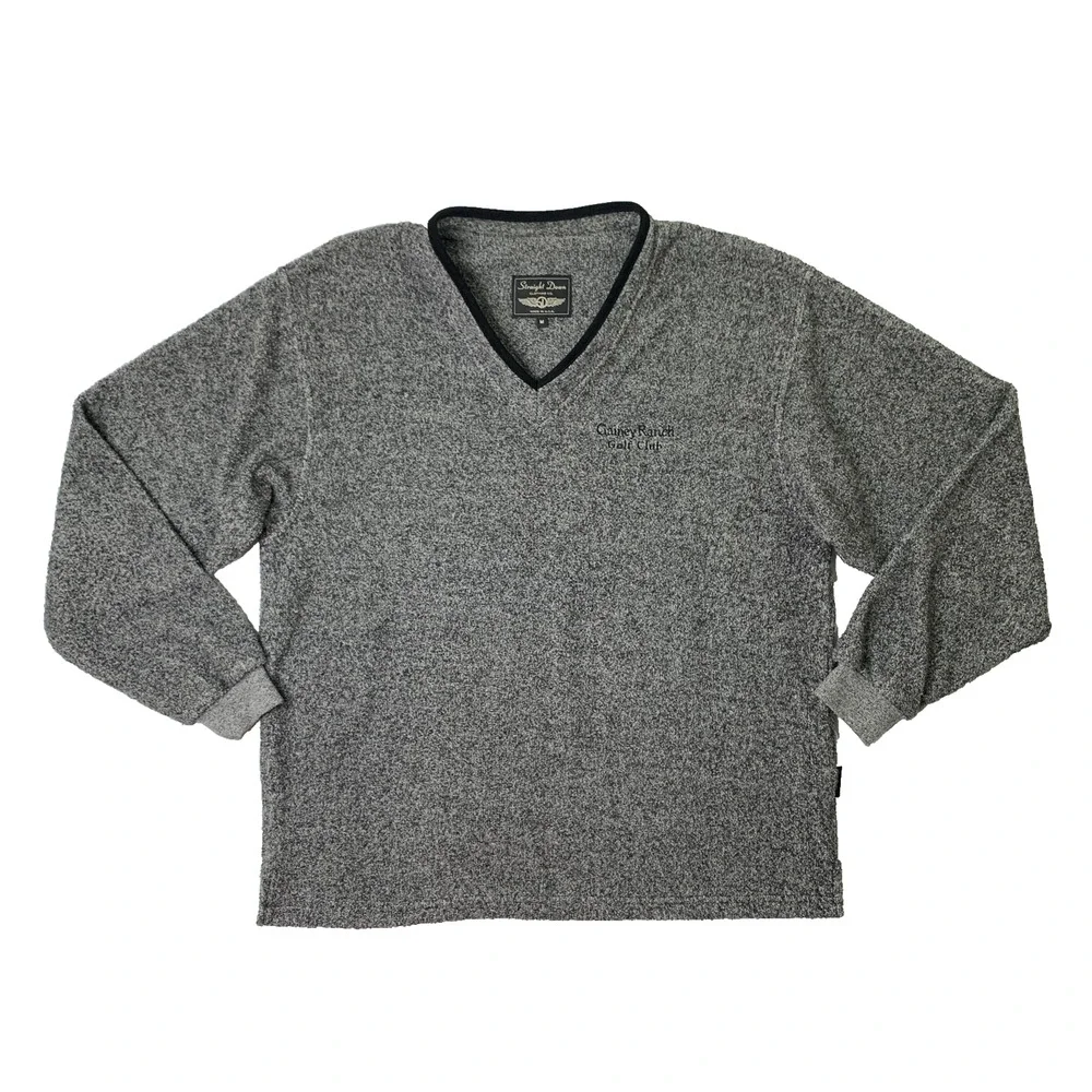 Vintage Straight Down Sweater Men M Medium V Neck Teddy Fleece Gainey Ranch Golf